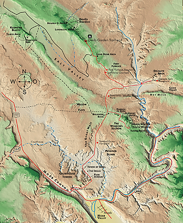 Topografische Karte des Arches National Parks