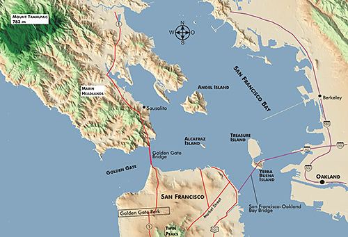 Topografische Karte der San Francisco Bay