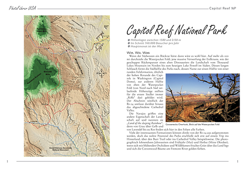 Abbildung einer Seite des PhotoFührer USA PDF-Kapitels Capitol Reef NP/Umgebung