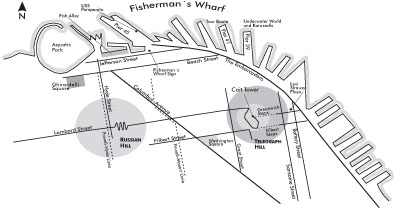Karte des Gebiets um Fishermans Wharf, Coit Tower und Lombard Street