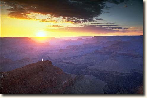 Blick vom Hopi Point nach Westen in den Sonnenuntergang ueber dem Grand Canyon Grand Canyon NP: Sonnenuntergang am Hopi Point
