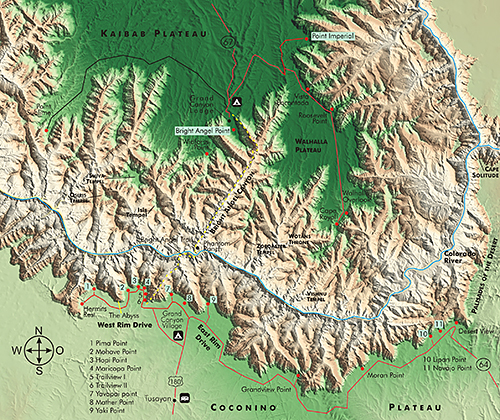 Topografische Karte des Grand Canyon National Parks