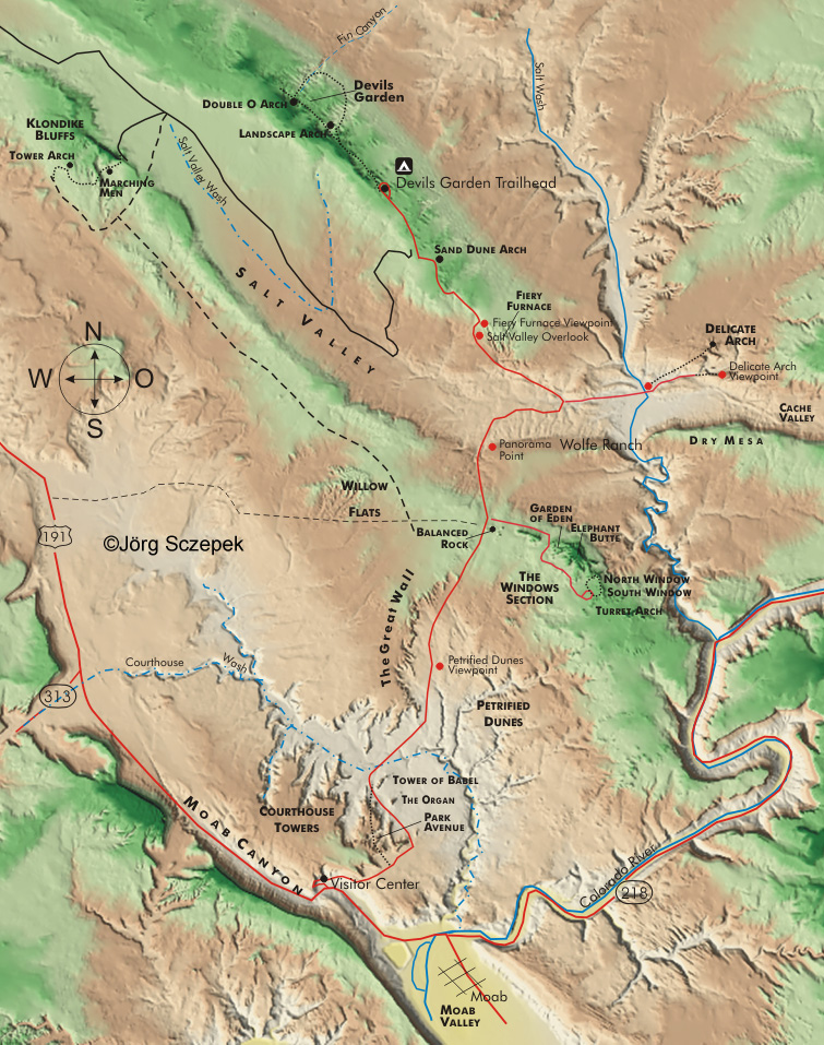 Landkarte Topographische Karte Arches National Park