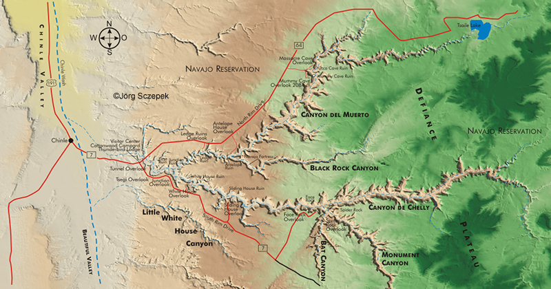 Landkarte Canyon de Chelly NM