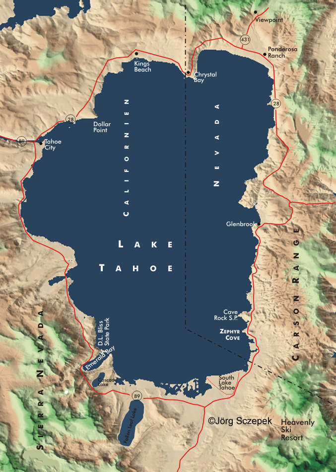 Landkarte Lake Tahoe