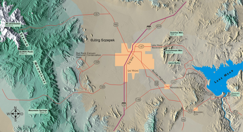 Landkarte Las Vegas und Umgebung