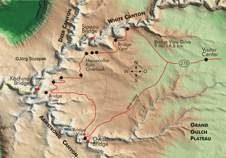 Landkarte Natural Bridges NM