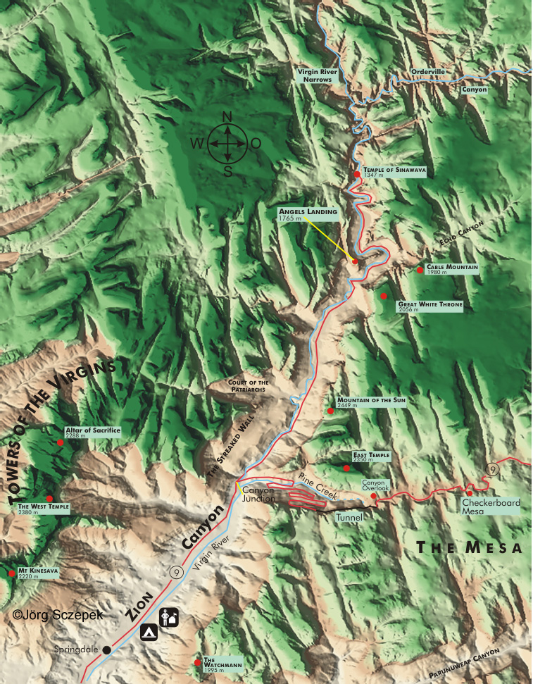 Landkarte Zion Canyon