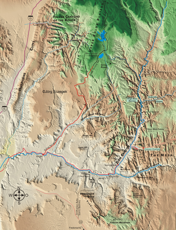 Landkarte Zion NP