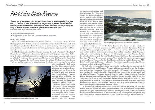 Abbildung einer Seite des PhotoFührer USA PDF-Kapitels Point Lobos/Big Sur