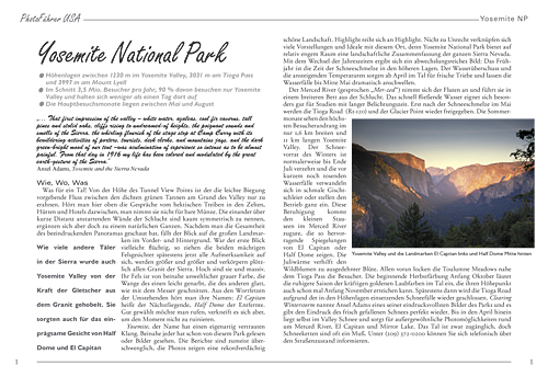 Abbildung einer Seite des PhotoFührer USA PDF-Kapitels Yosemite NP