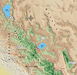 Landkarte des Gebiets östl. der Sierra Nevada